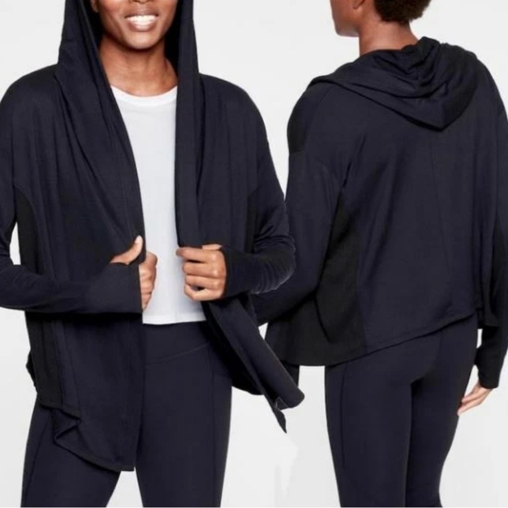 Athleta Black Nirvana Hooded Wrap Cardigan